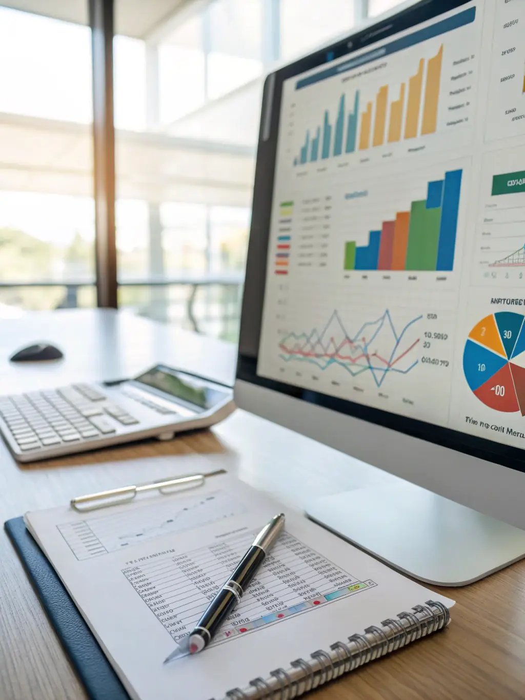 An image representing financial forecasting, showing projected financial data and trends with predictive analytics tools. The image should convey foresight and strategic planning.