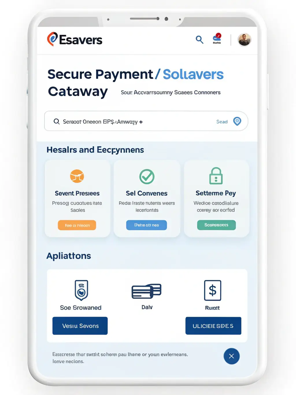 An image illustrating secure payment gateways, showing various payment methods being processed securely with encryption and fraud detection measures. The image should convey trust and security.
